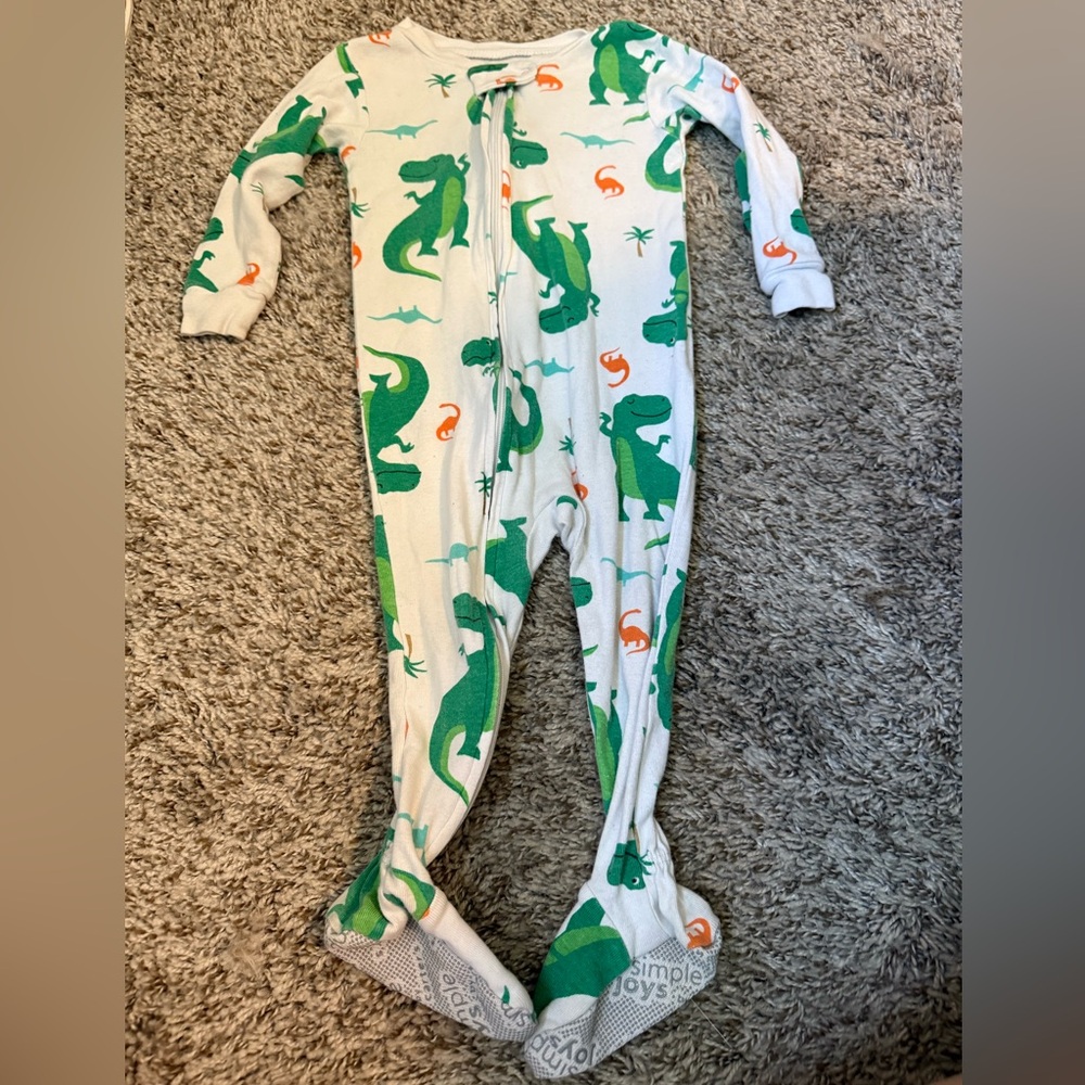 Carter's Green and Orange Dinosaur Footie